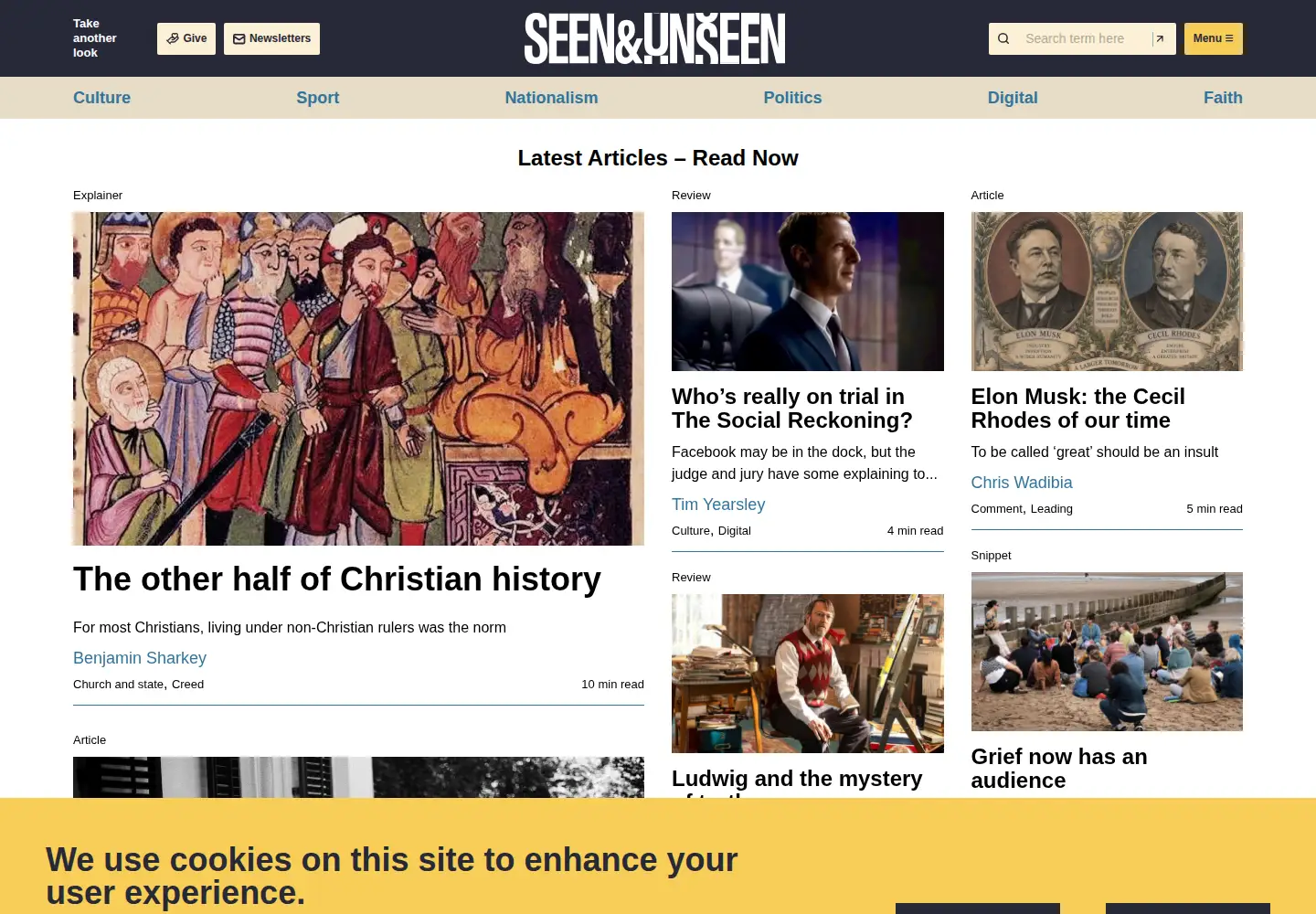 Captured homepage of seenandunseen.com in the current scan