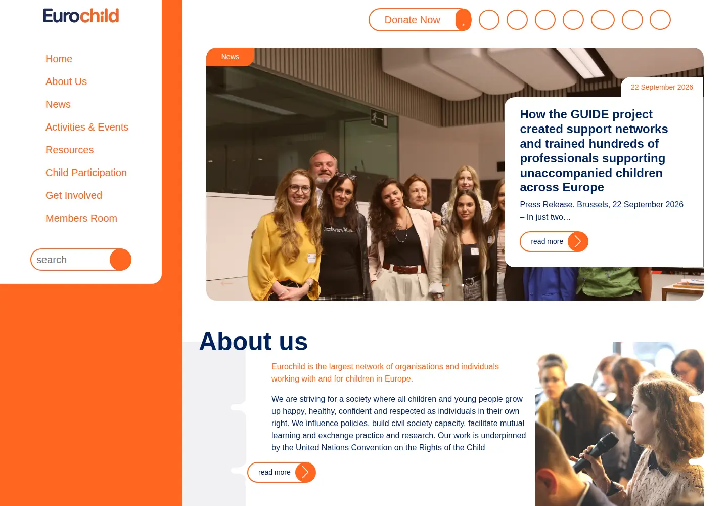 Captured homepage of eurochild.org in the current scan