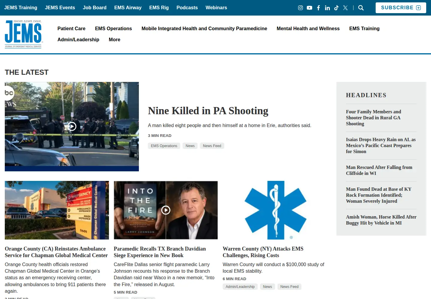 Captured homepage of jems.com in the current scan