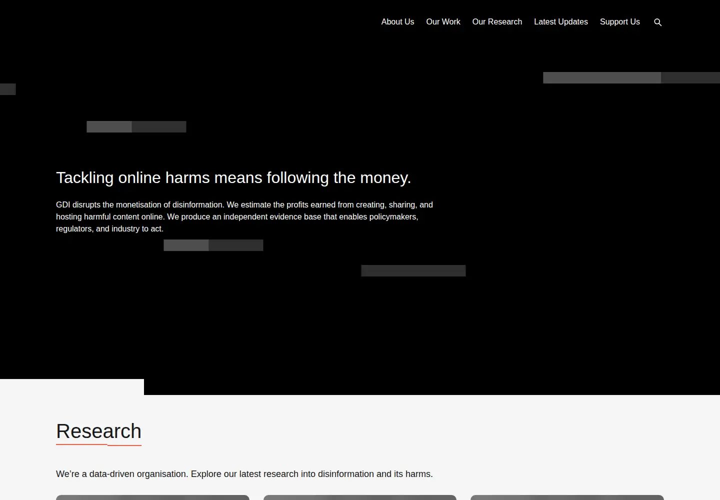 Captured homepage of disinformationindex.org in the current scan