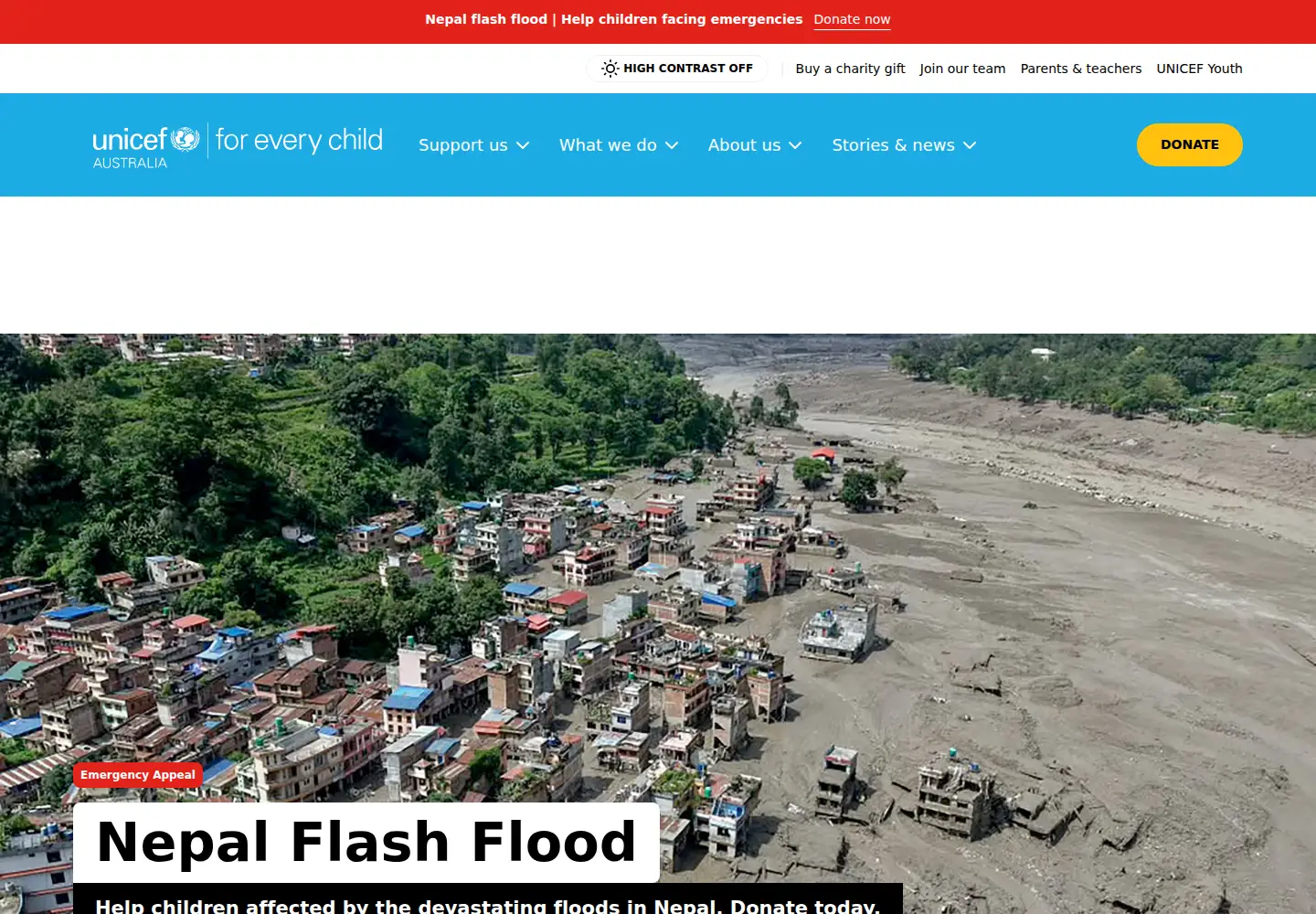 Screenshot of unicef.org.au