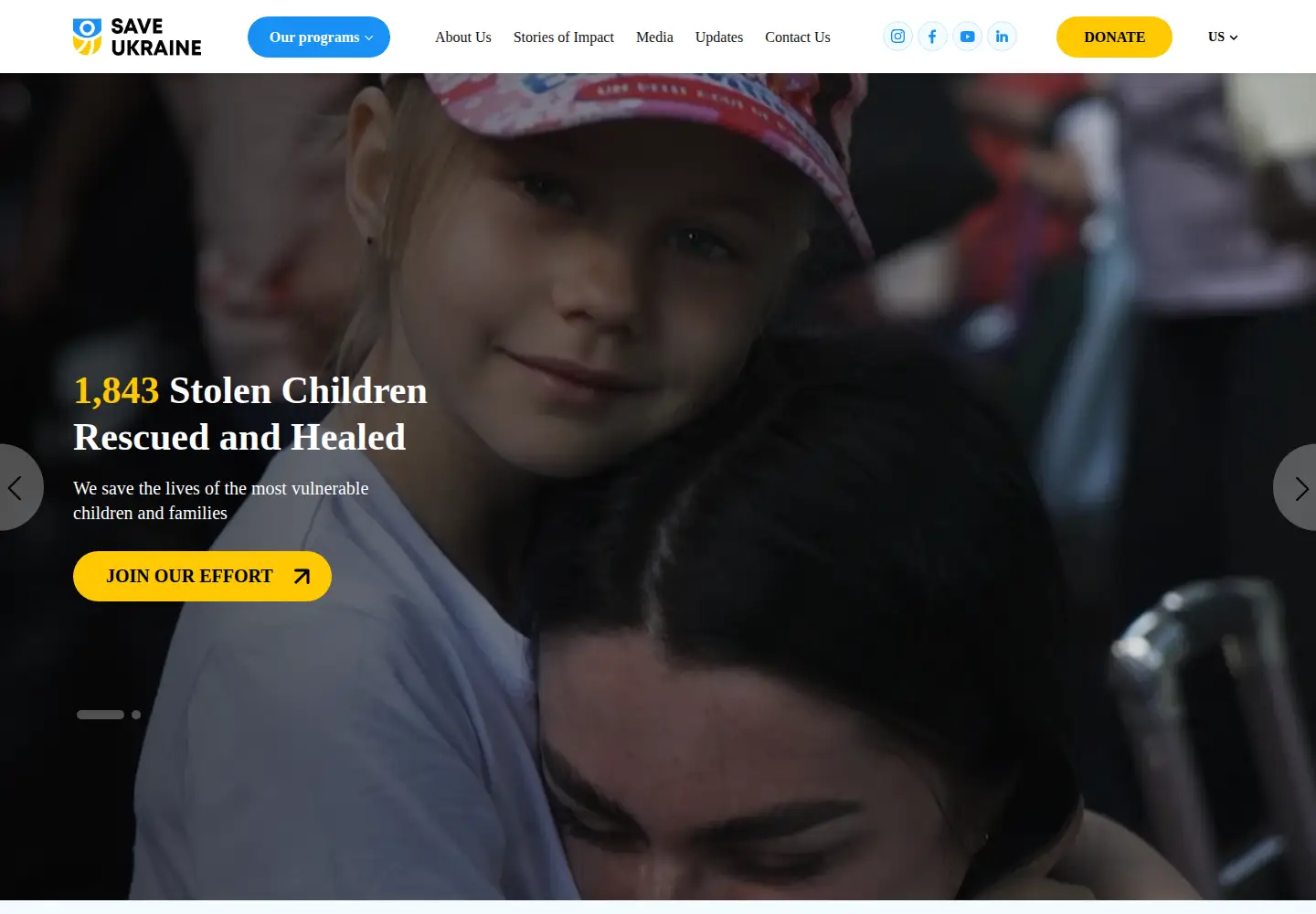 Captured homepage of saveukraineua.org in the current scan