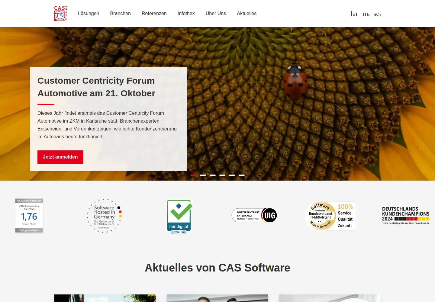 Screenshot of cas.de