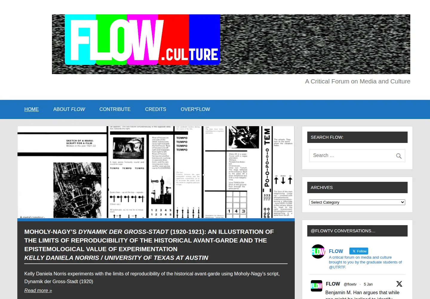 Captured homepage of flowjournal.org in the current scan