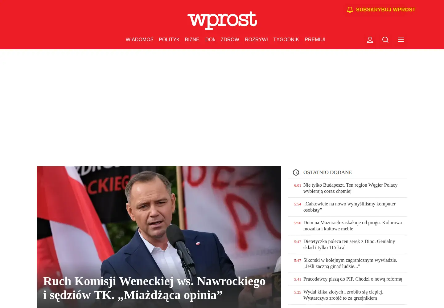 Captured homepage of wprost.pl in the current scan