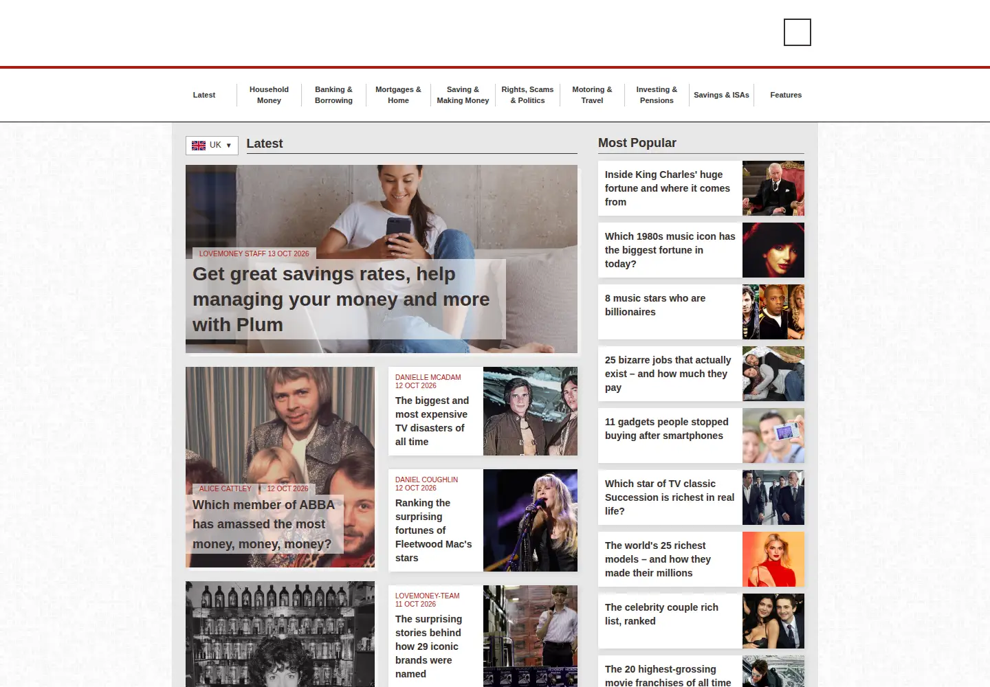 Screenshot of lovemoney.com