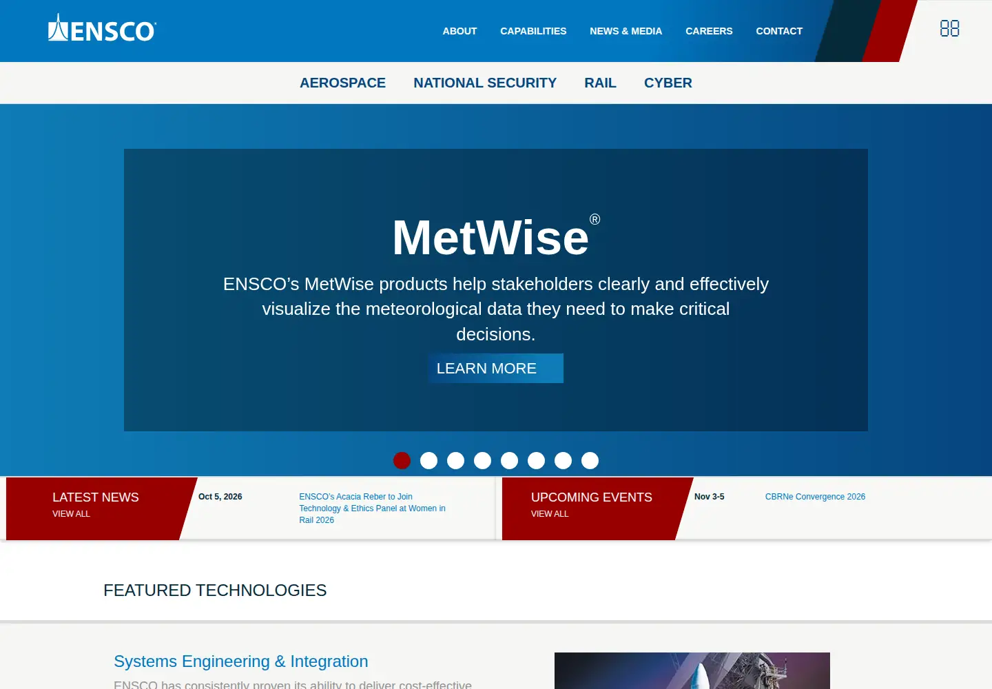 Captured homepage of ensco.com in the current scan