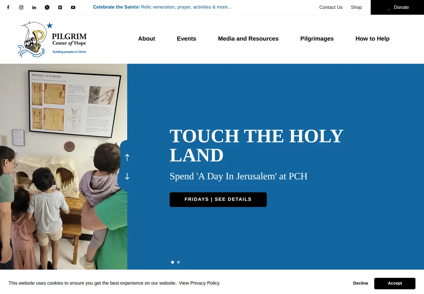 Captured homepage of pilgrimcenterofhope.org in the current scan
