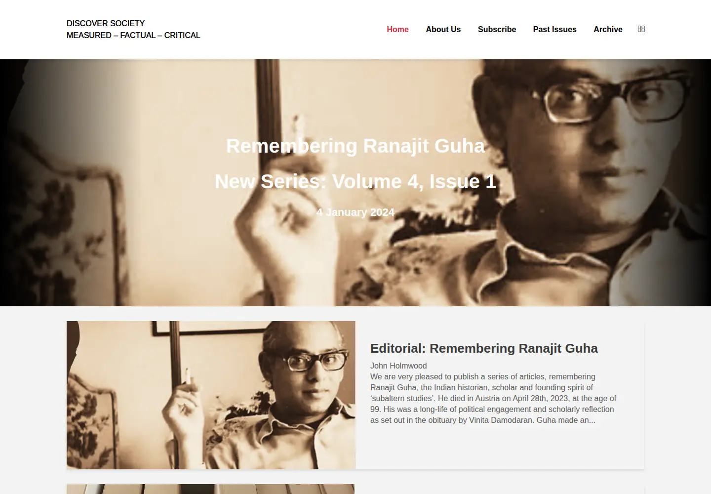 Captured homepage of discoversociety.org in the current scan