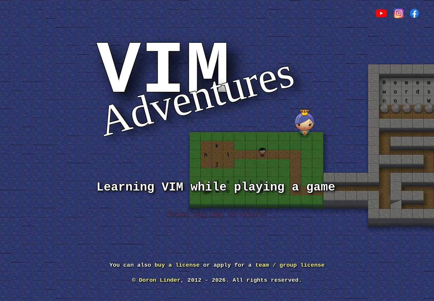 Screenshot of vim-adventures.com