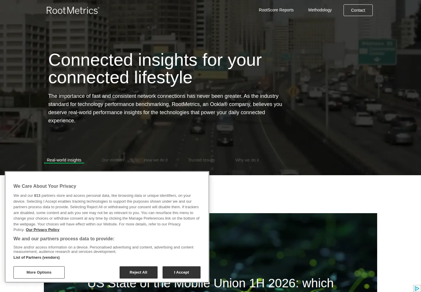Captured homepage of rootmetrics.com in the current scan