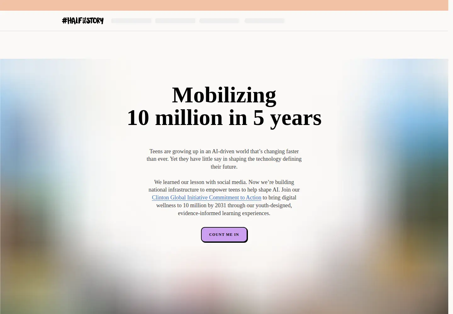 Captured homepage of halfthestoryproject.com in the current scan