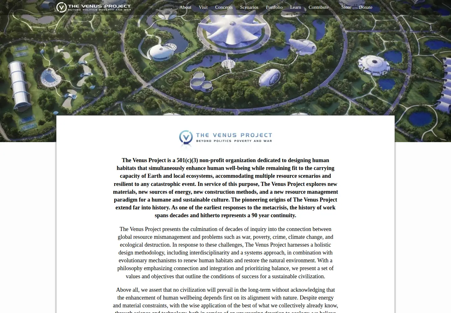 Screenshot of thevenusproject.com