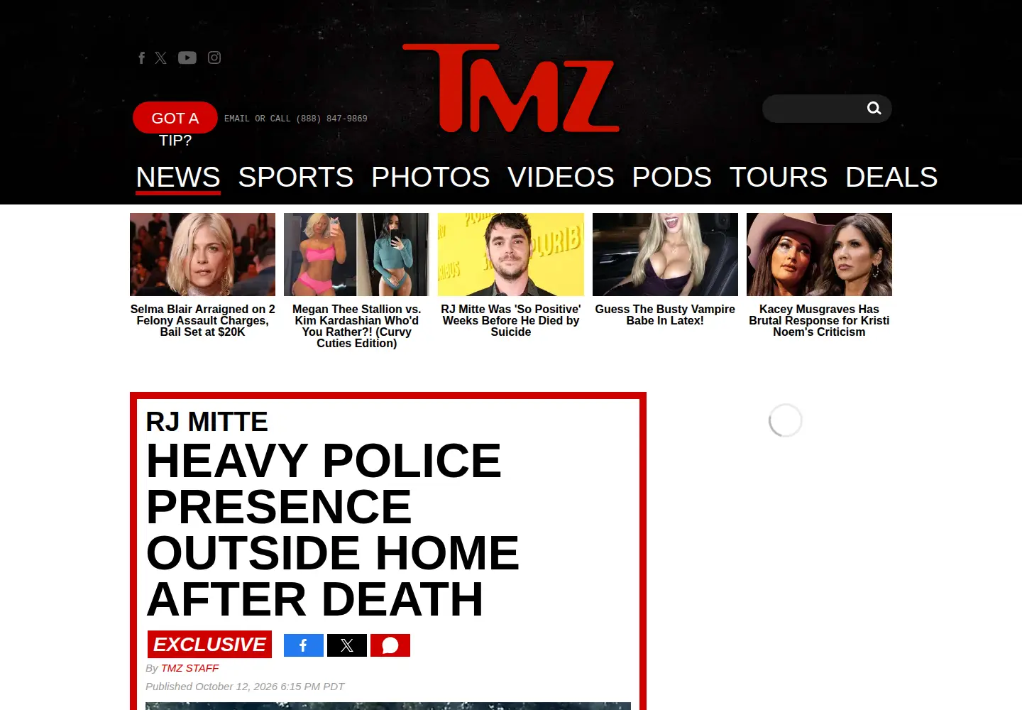 Captured homepage of toofab.com in the current scan