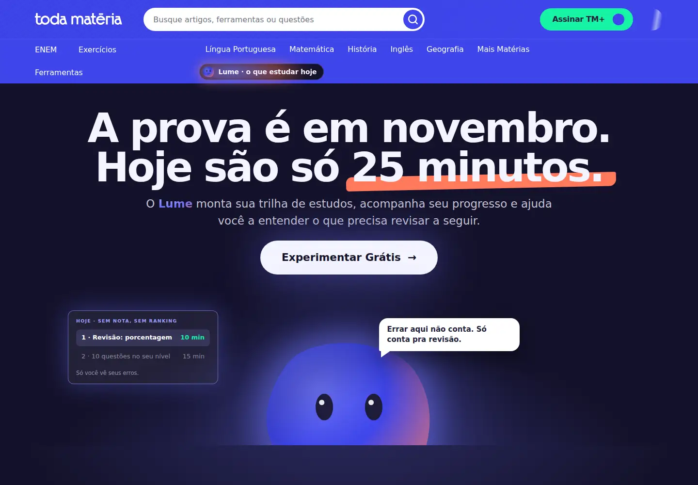 Captured homepage of todamateria.com.br in the current scan