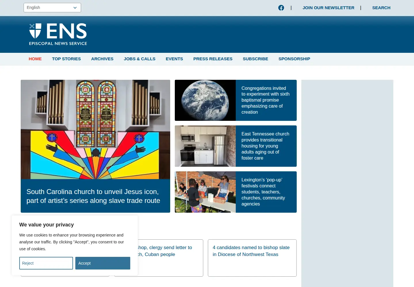 Screenshot of episcopalnewsservice.org
