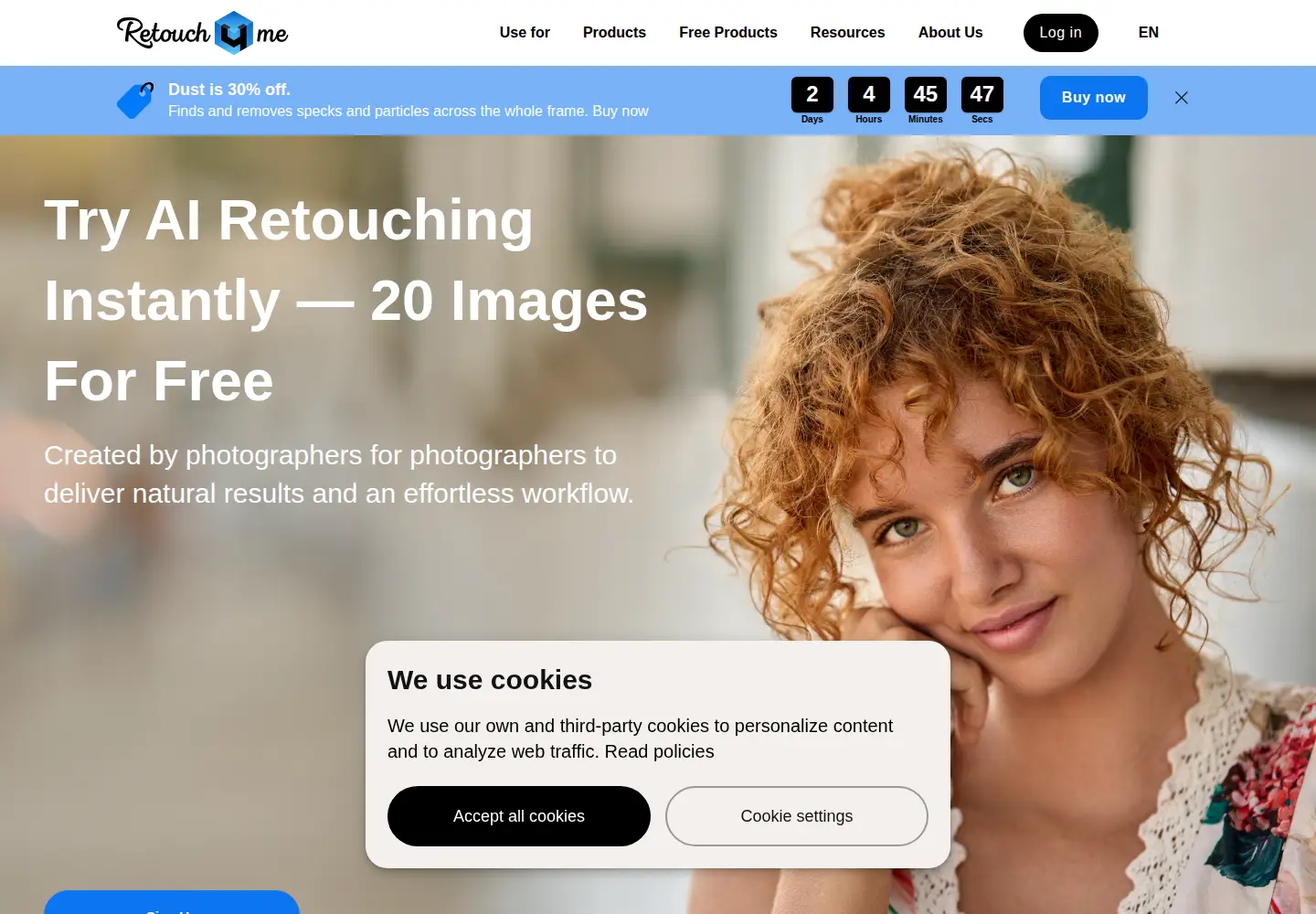 Captured homepage of retouch4.me in the current scan