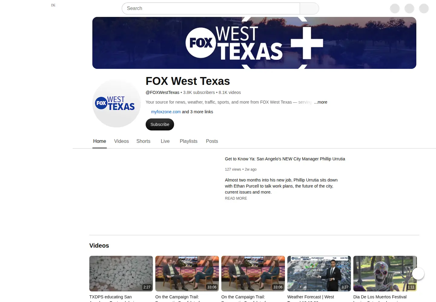 Captured homepage of myfoxzone.com in the current scan