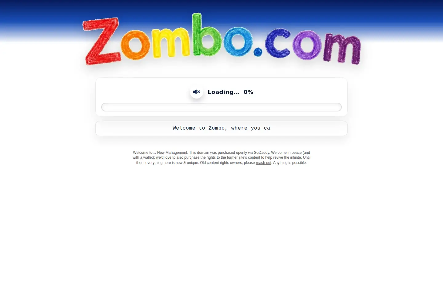 Captured homepage of zombo.com in the current scan