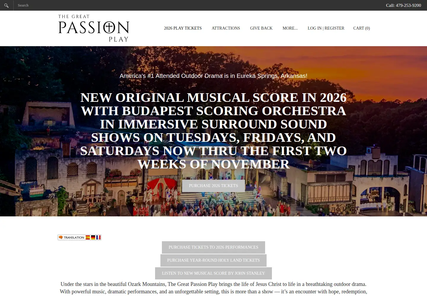 Screenshot of greatpassionplay.org