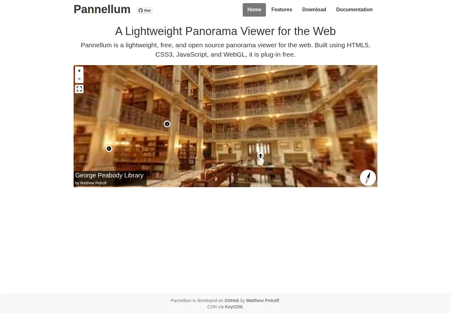 Screenshot of pannellum.org