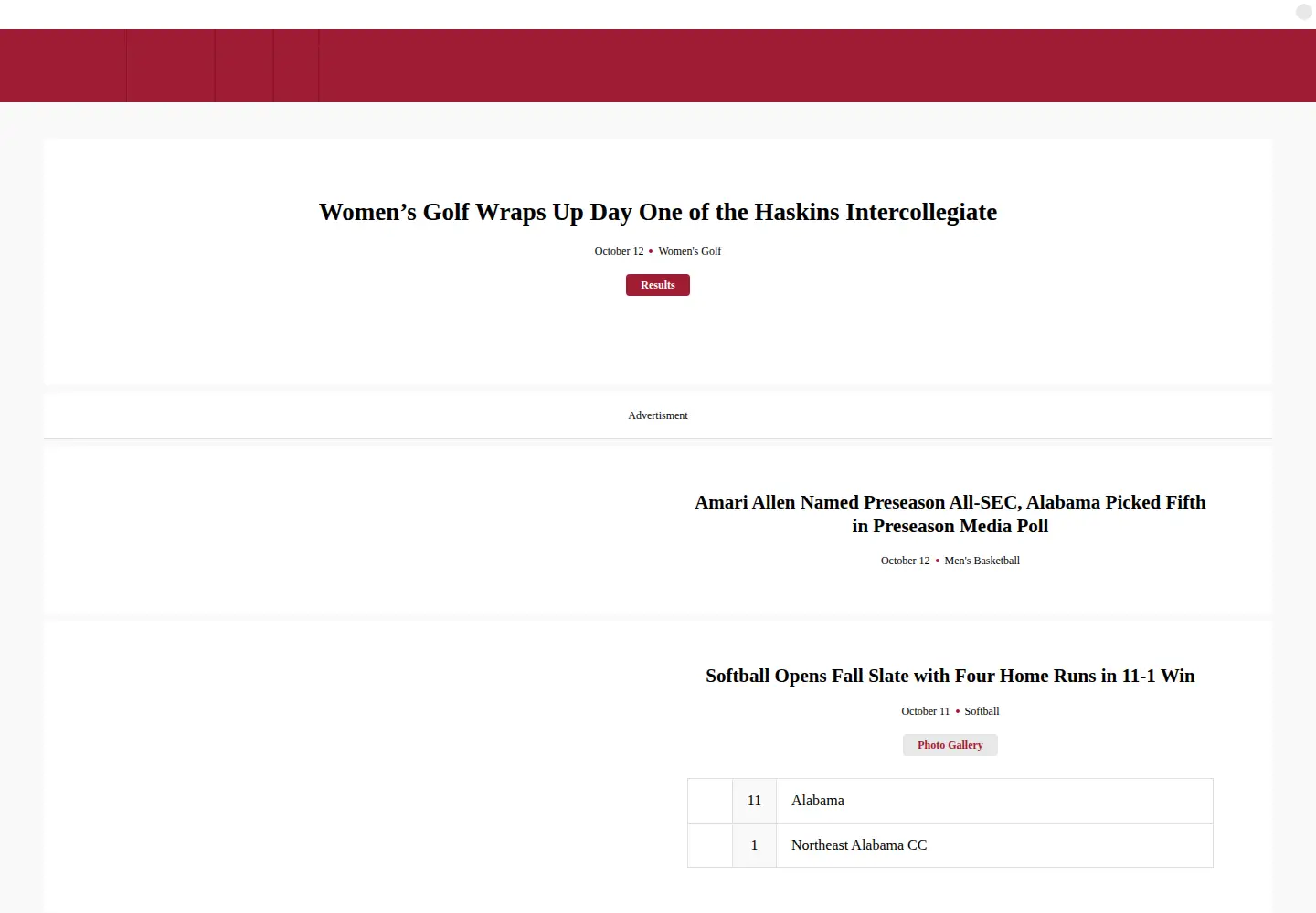 Screenshot of rolltide.com