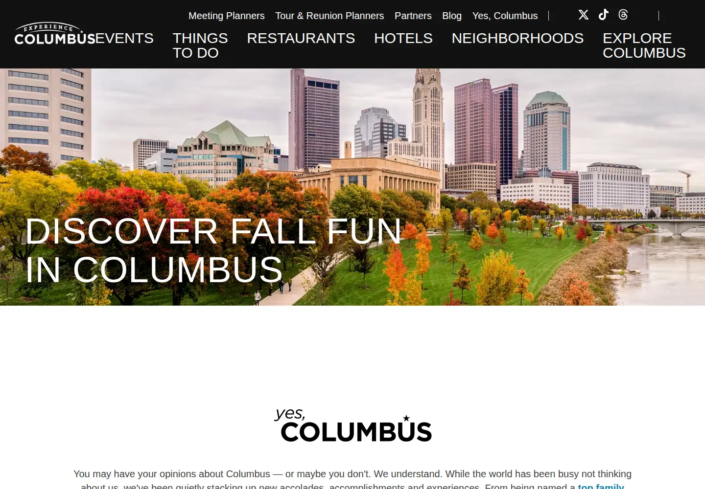 Screenshot of experiencecolumbus.com
