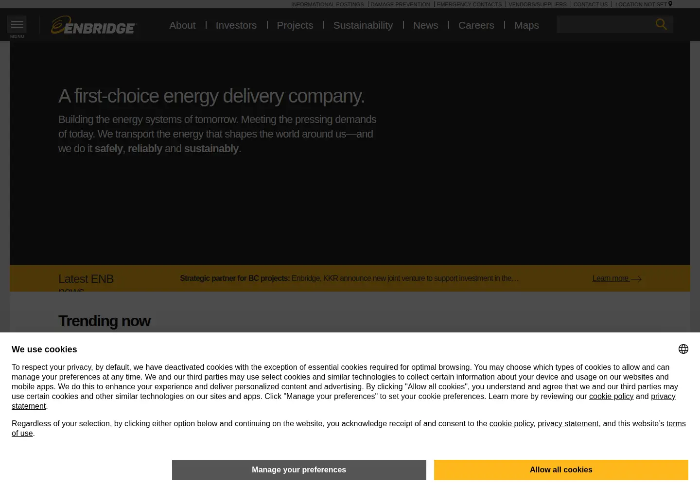 Screenshot of enbridge.com