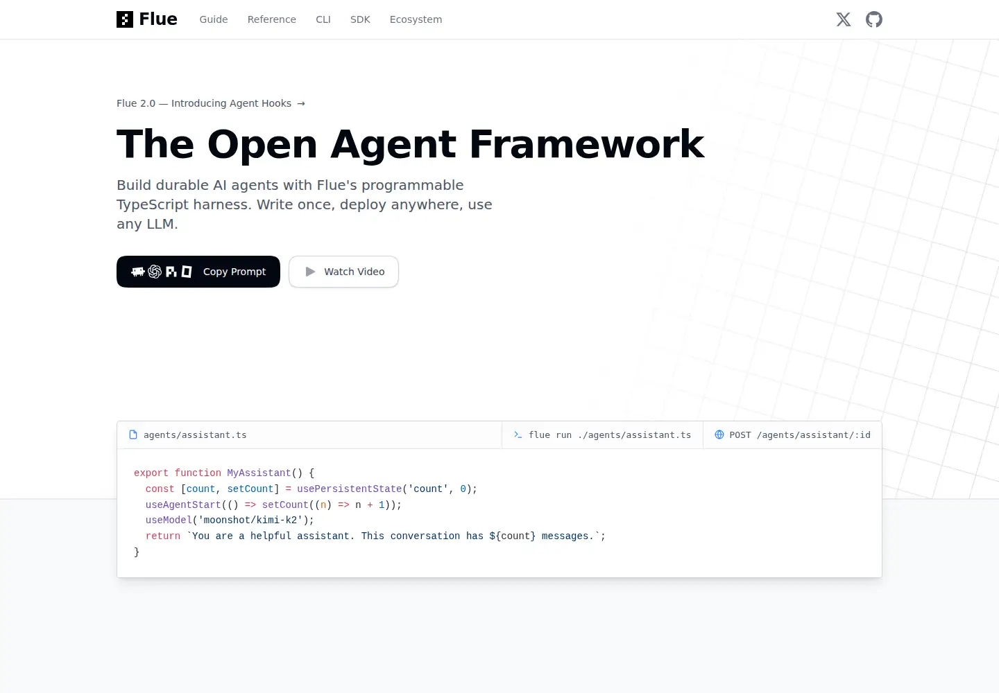 Screenshot of flueframework.com