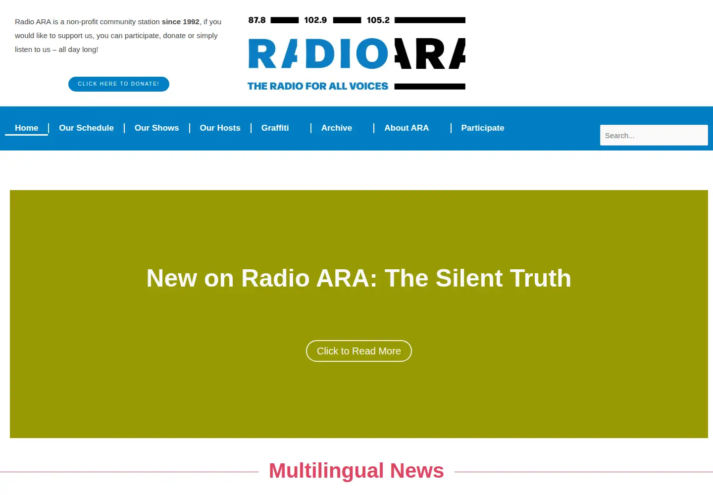 Captured homepage of ara.lu in the current scan