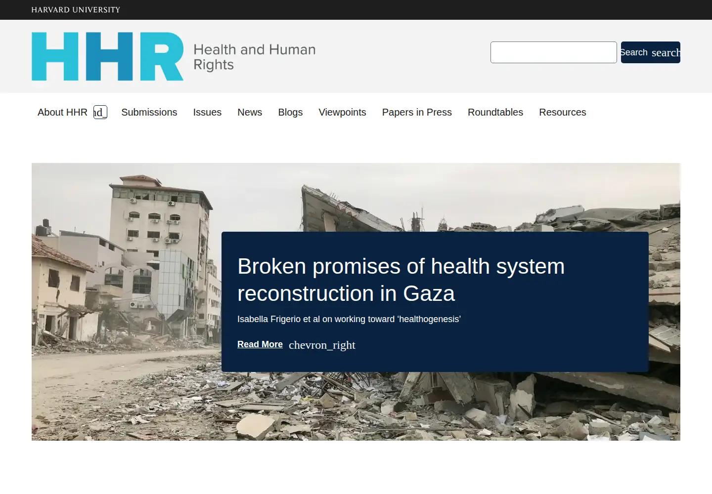 Captured homepage of hhrjournal.org in the current scan