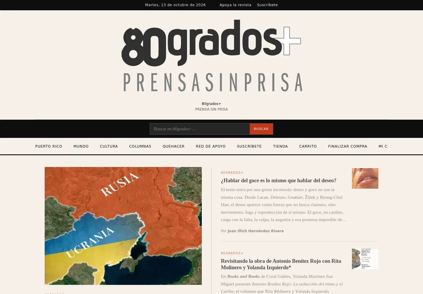 Screenshot of 80grados.net