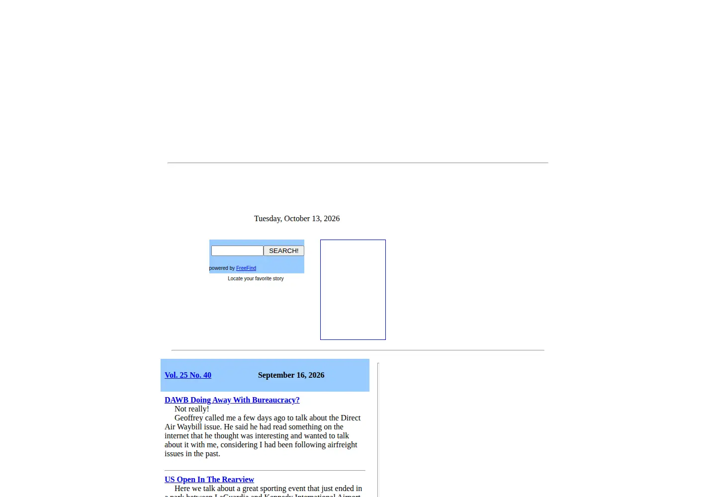 Captured homepage of aircargonews.com in the current scan