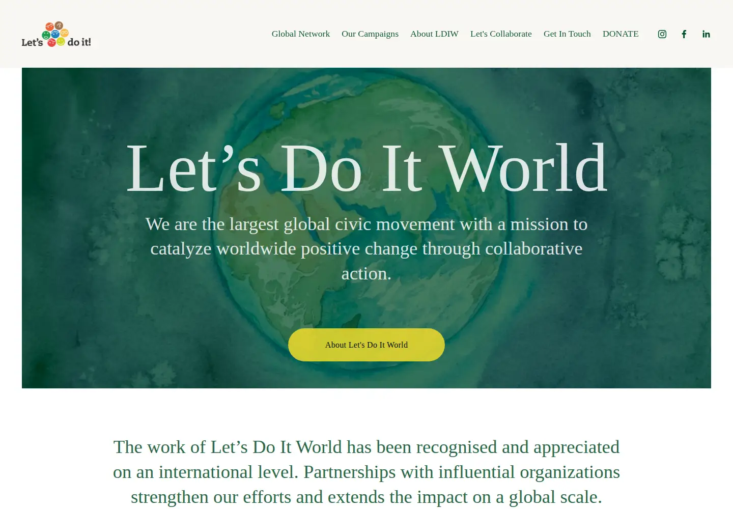 Captured homepage of letsdoitworld.org in the current scan
