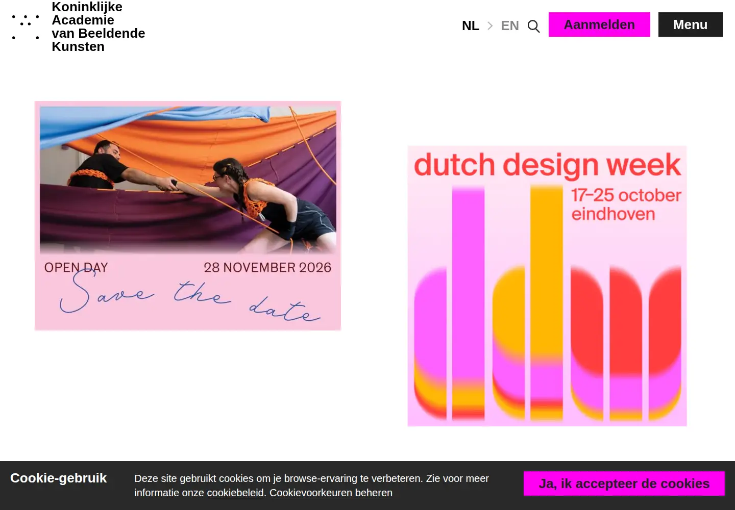 Captured homepage of kabk.nl in the current scan