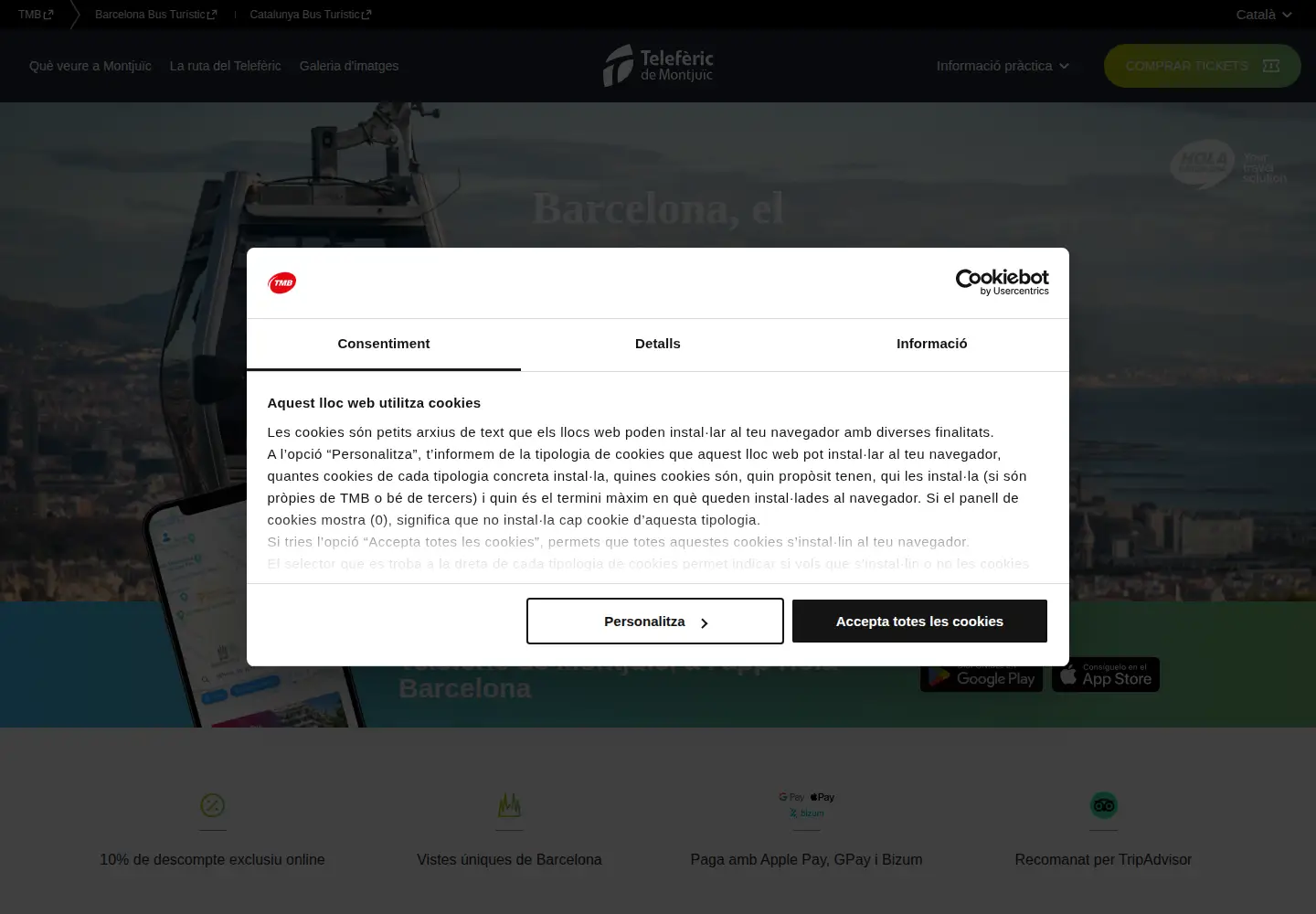 Captured homepage of telefericdemontjuic.cat in the current scan