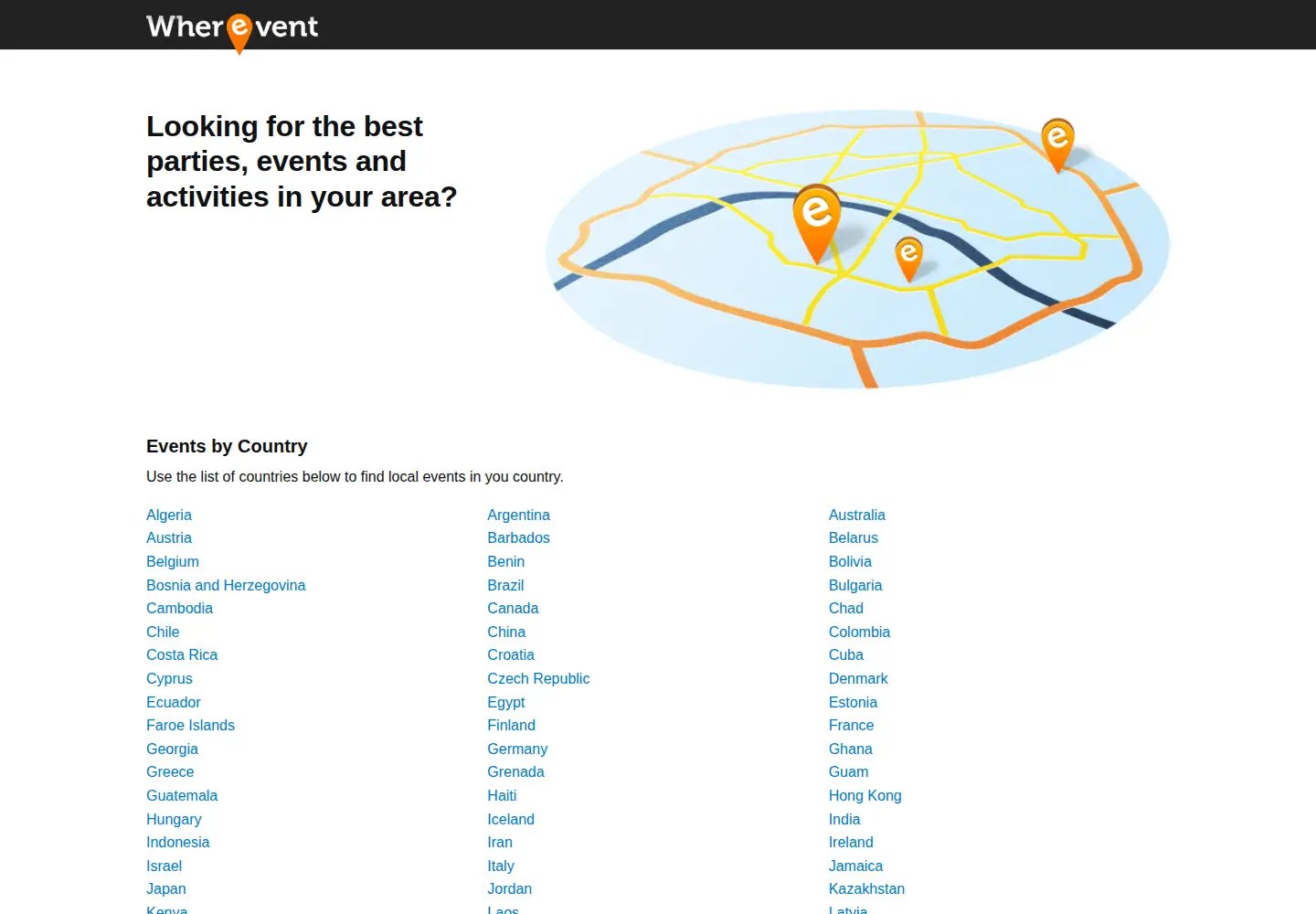 Screenshot of wherevent.com