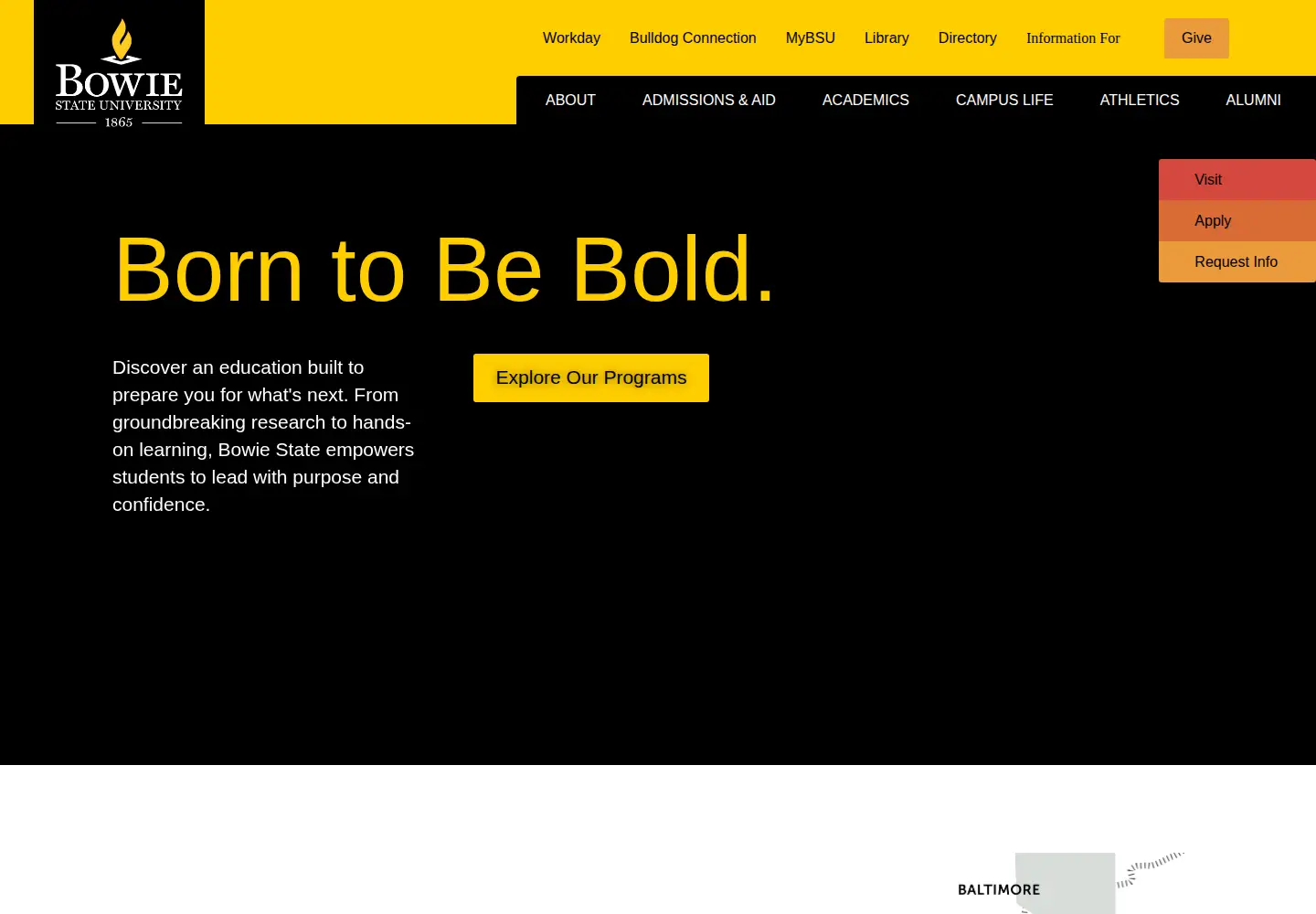 Screenshot of bowiestate.edu