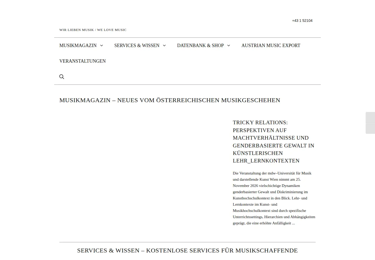 Screenshot of musicaustria.at