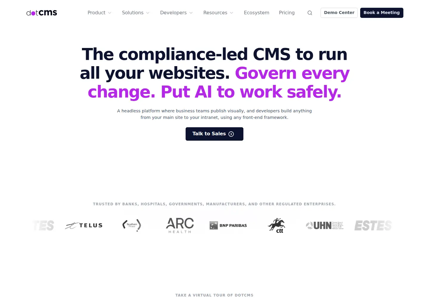 Captured homepage of dotcms.com in the current scan