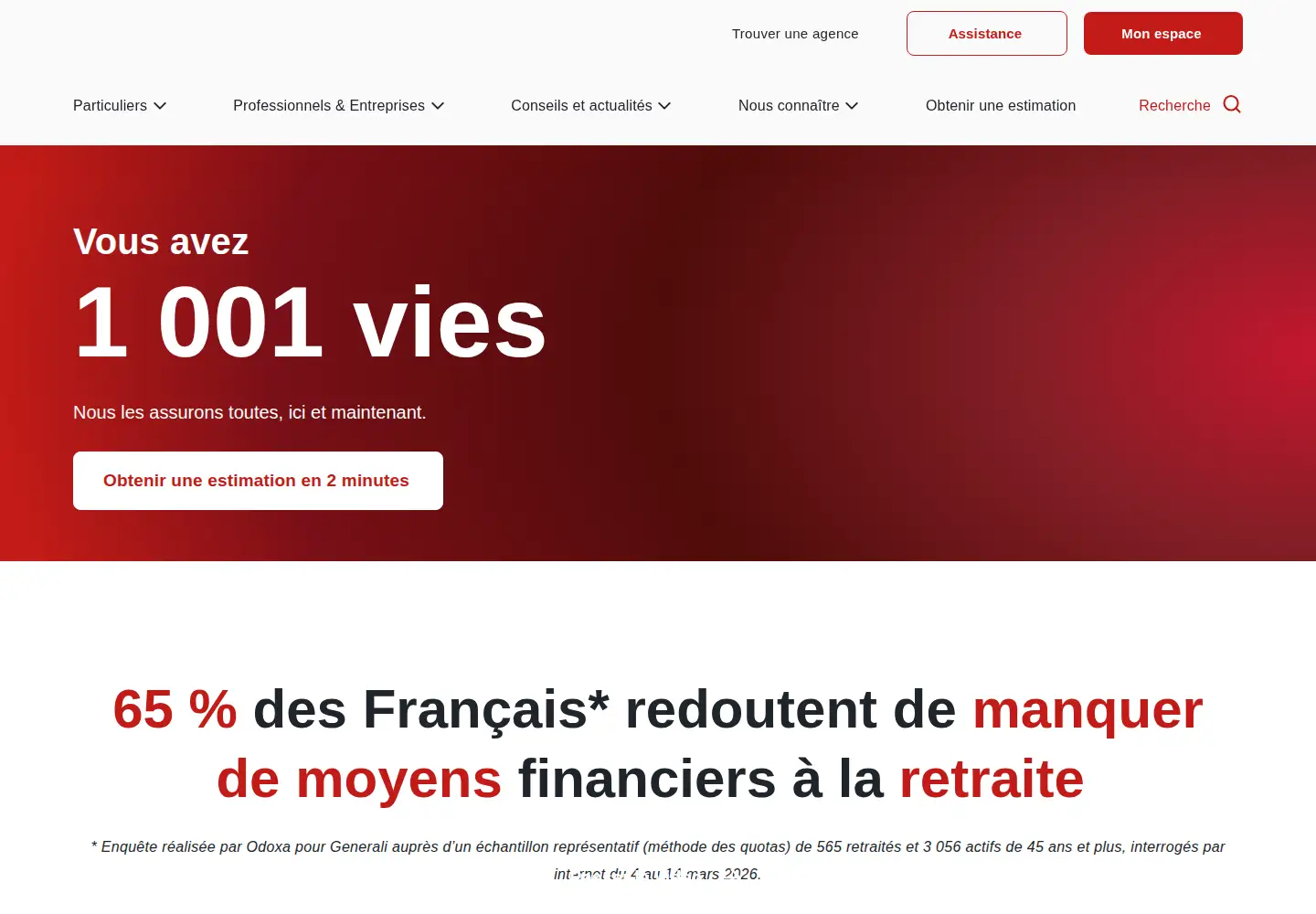 Captured homepage of generali.fr in the current scan