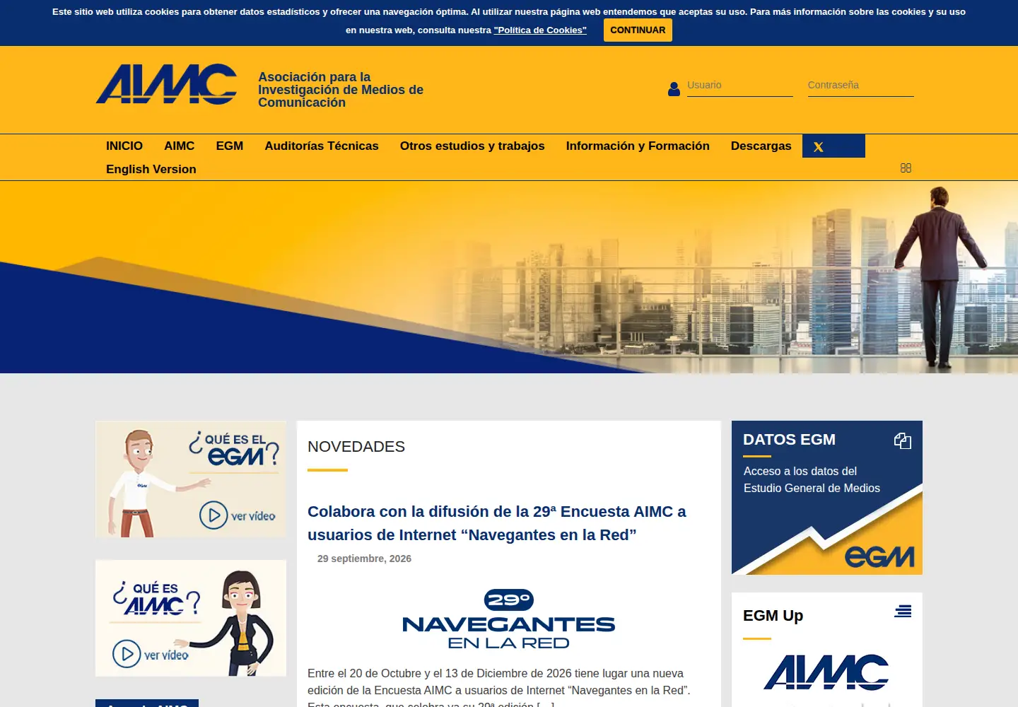 Captured homepage of aimc.es in the current scan