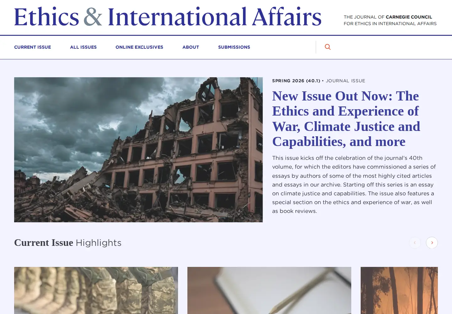 Screenshot of ethicsandinternationalaffairs.org