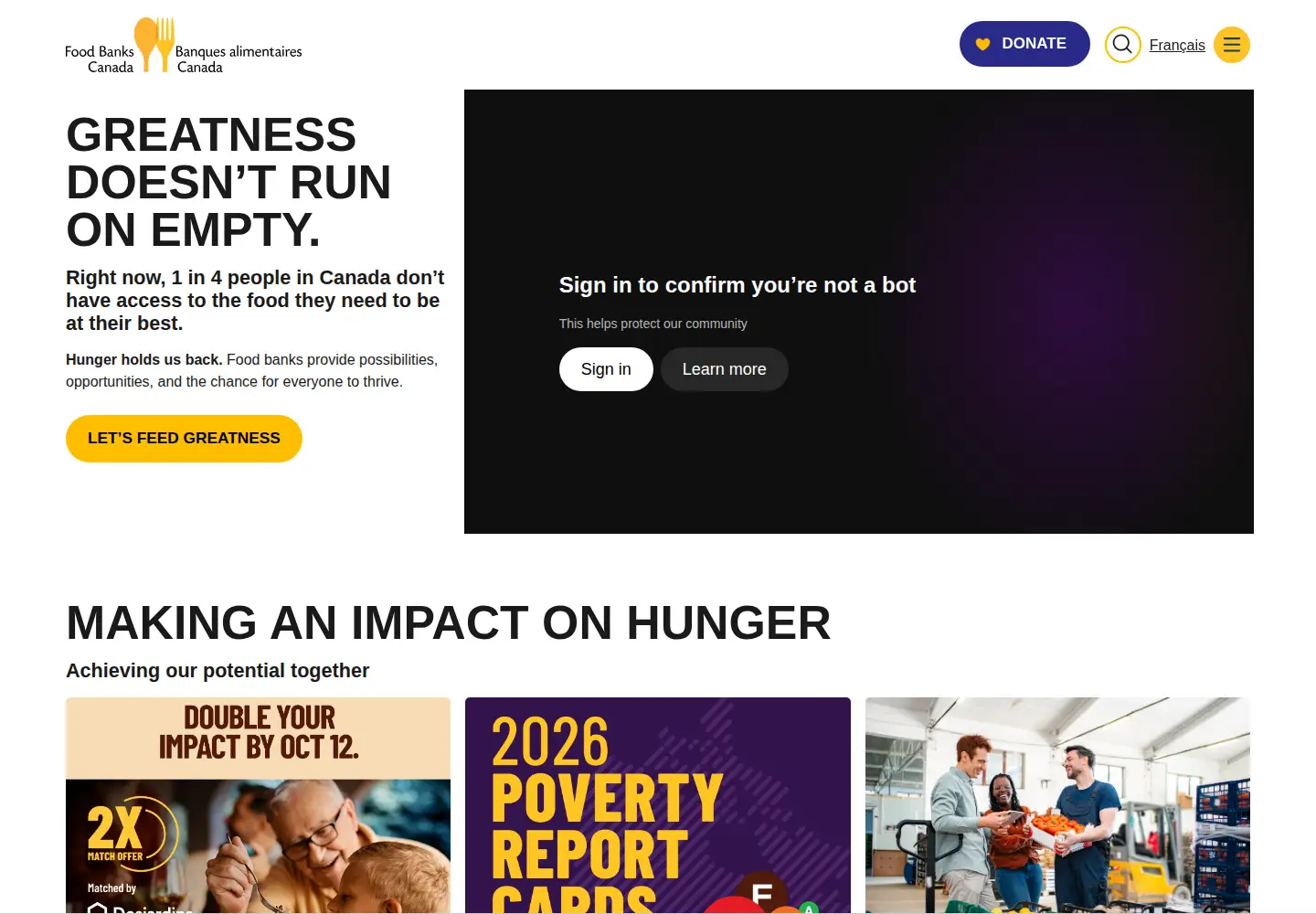 Screenshot of foodbankscanada.ca
