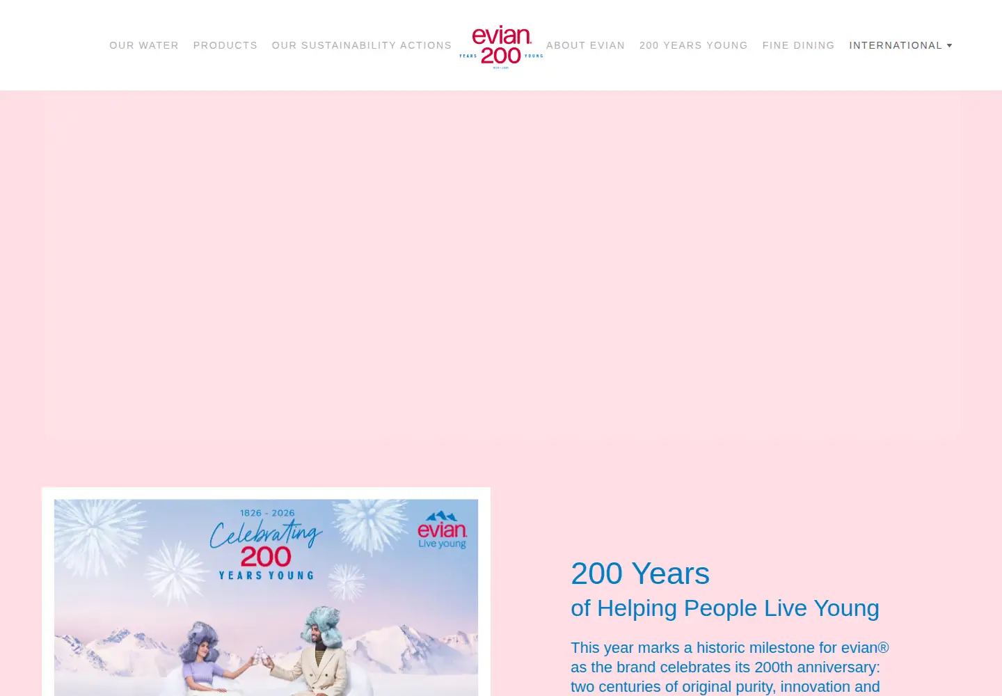 Captured homepage of evian.com in the current scan