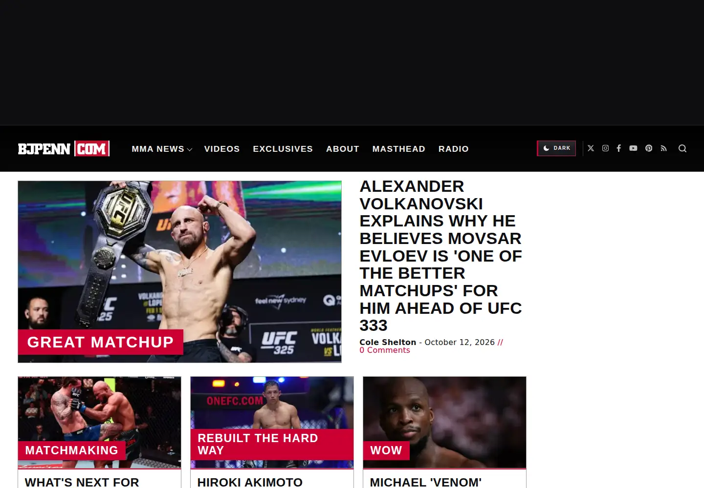Screenshot of bjpenn.com