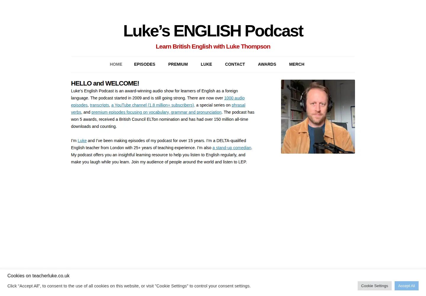 Captured homepage of teacherluke.co.uk in the current scan