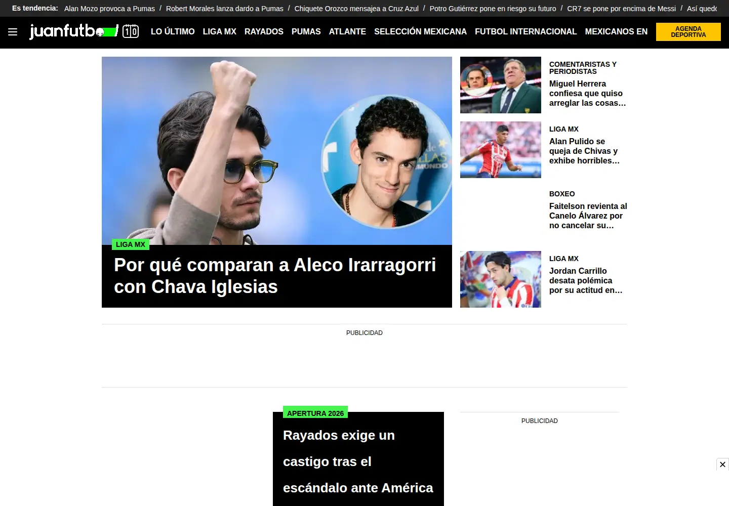 Captured homepage of juanfutbol.com in the current scan