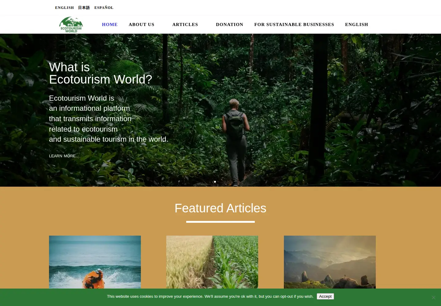 Captured homepage of ecotourism-world.com in the current scan