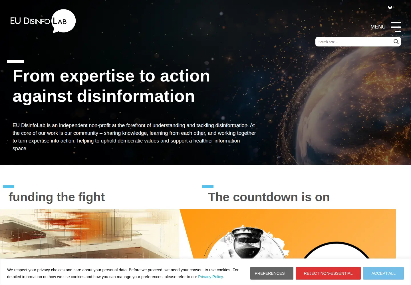 Captured homepage of disinfo.eu in the current scan